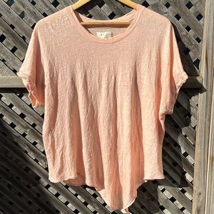 Lou & Grey For Loft Women's Short Sleeve Linen Tie Front T Shirt Size XL